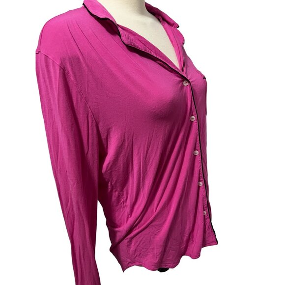 Victoria's Secret Hot Pink Collared Soft Sleep Shirt Sz Small Womens Long Sleeve - Picture 11 of 13